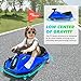 360 Degrees Rotating Ride On Drift Car, 24V Electric Drifting Go Kart for Kids W/24V Brushless Motor，Replacement Wheels, 3-7.5mph Speed, Flashing Lights, Flag, Music,Bluetooth,Blue