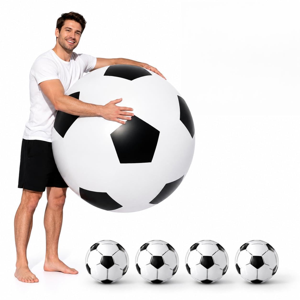 DVDVBOOM 8Pcs – 2 Giant 40 Inch and 6 Standard 11 Inch Beach Soccer Balls, Durable PVC Blow Up Swimming Pool Toys for Summer Water Games, Birthday Party & Cup Decorations