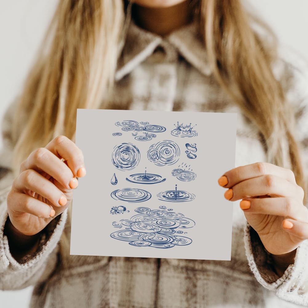 GLOBLELAND Water Ripples Clear Stamps for Cards Making Raindrops Silicone Clear Stamp Seals Transparent Stamps for DIY Scrapbooking Photo Album Journal Home Decoration