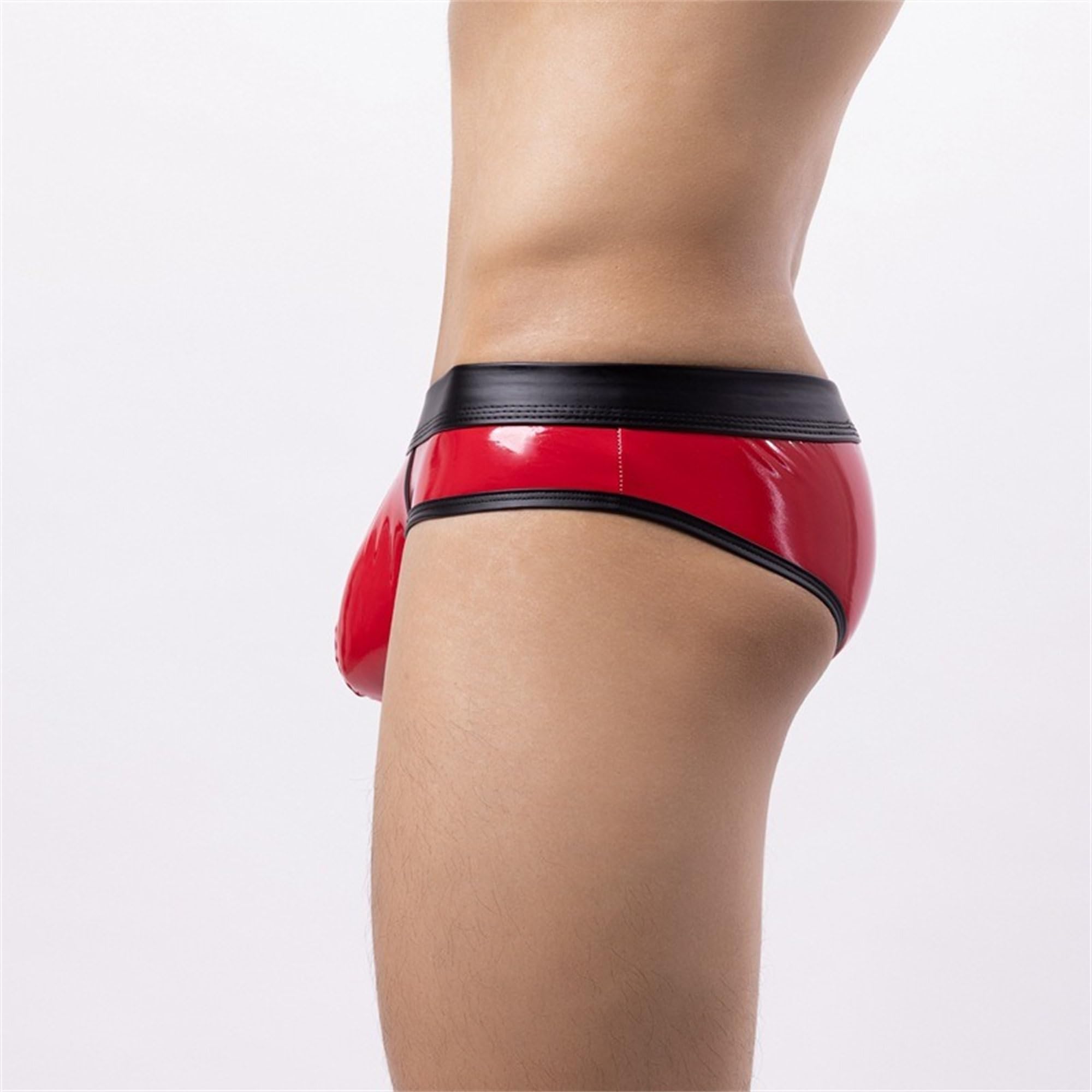 JEKE-DG Slip taille basse en métal pour homme avec poche bombée - Lingerie bikini extensible en patchwork