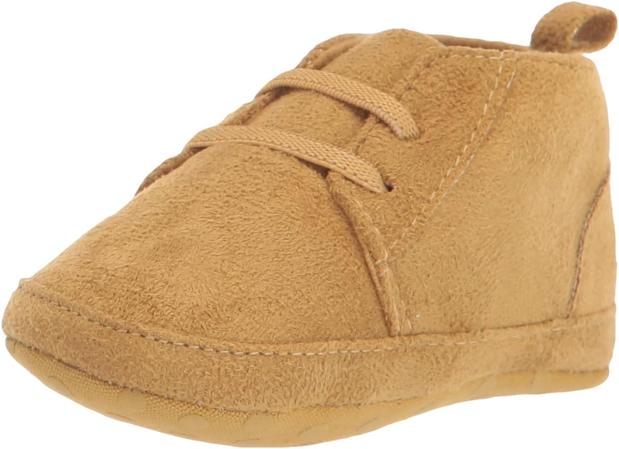 Gerber Baby High Top Crib Shoes Newborn Infant Neutral Boys Girls, Taupe Faux Suede, 6 9 Months Unisex