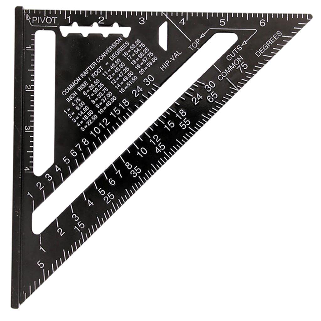 Protractor,Triangular,Square,Precision Measuring Steel Ruler,Metal 7 inch 90 Degree Carpenter Triangle Thickened Easy to Read, Clear and, Grey(Black)
