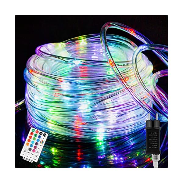 15M Lichterschlauch mit Fernbedienung & Timer,8 Modi 200 LED Lichtschlauch Warmweiß für Innen Außen,IP65 Wasserfest…