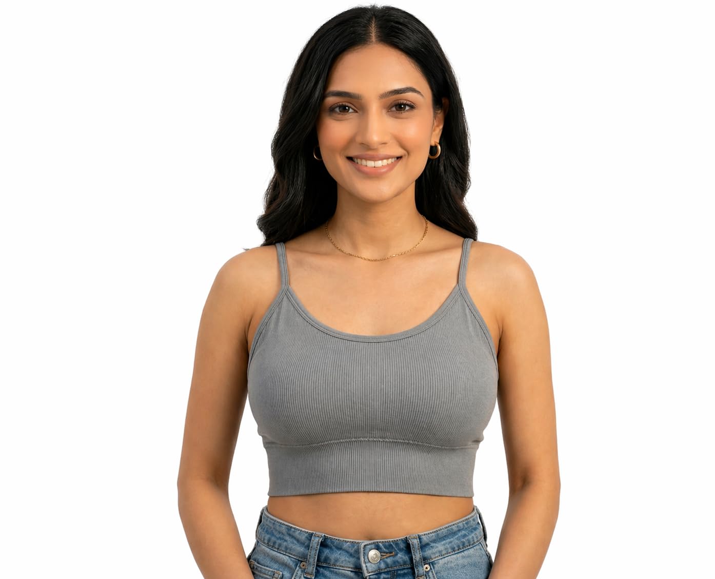 Women's Seamless Ribbed Sports Bra Crop Top Padded Wireless Camisole Stretch Workout Tanktop Comfortable Everyday Bralette for Yoga Gym Fitness Training-image-35