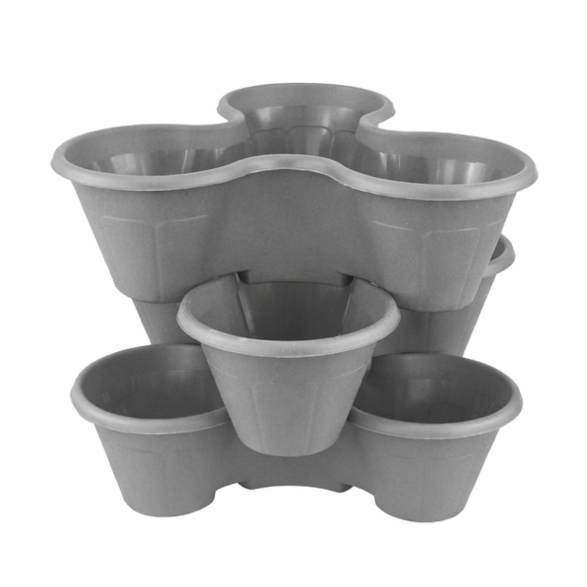 Agp Advanced Global Productions 3X Grey Stackable Strawberry Planter – Tiered Vertical Garden Pots For Herbs, Flowers & Vegetables – Space-Saving Planter For Patio, Balcony & Garden – Indoor & Outdoor | 1, 3 Or 6-Tier (3X Grey)
