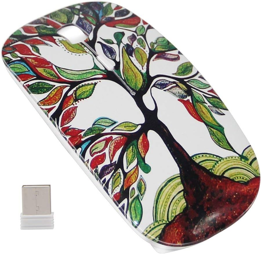 Wireless USB Charger Computer Mouse for Laptop Pad PC Optical Rechargeable Mouse Mini Slim Silent Mice Widely Used for Desktop Laptop(Lucky Tree)