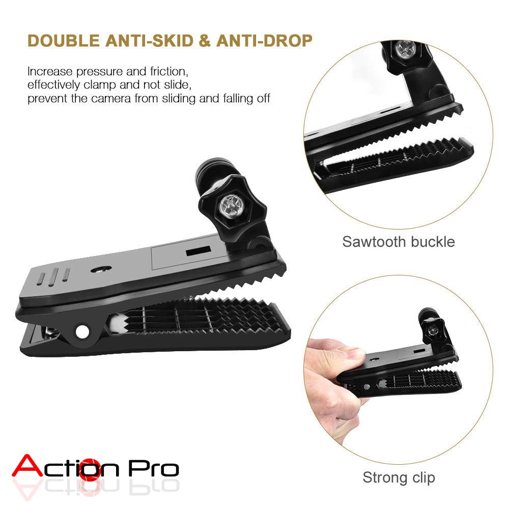 Action Pro Versatile 360° Rotary Backpack Mount Kit, Compatible with GoPro Hero 13/12/11/10/9/8/7/6/5/4/Eken/Yi and Other Action Cameras for Dynamic Adventure Capture 1