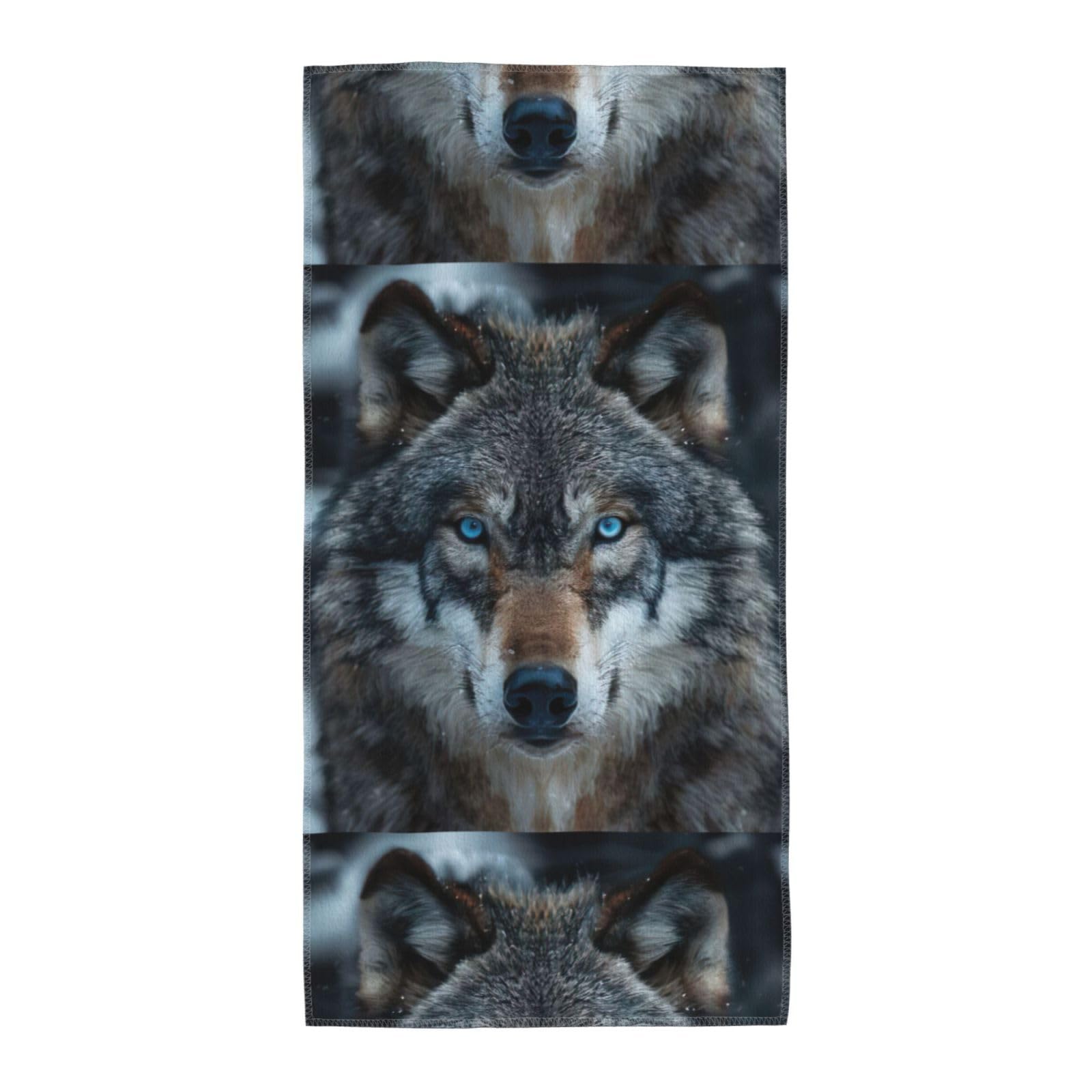 Cbaaghh Blue Eyes Wolf Print Towel, Towels Thick Face Towels Fast Drying Washcloth For Bath, Spa, Gym