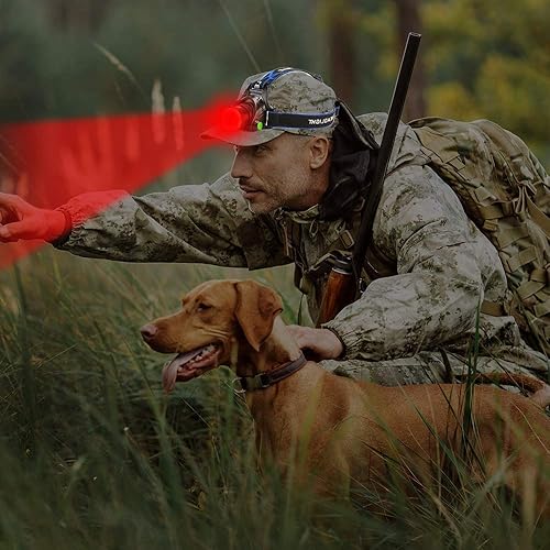 Miniatura 6 de WINDFIRE Faro de caza de luz roja de alto lúmenes, luz LED súper brillante con zoom, sensor de movimiento, faro recargable, perfecto para