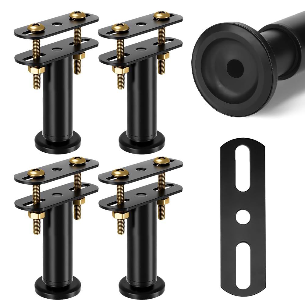 4 Piedini per Letto Piedini Regolabili,12-18 cm Gambe Letto,Rinforzo Doghe Letto,Nero Piedi Letto Gambe per Mobili per letti,doghe e mobili,piedini di ricambio