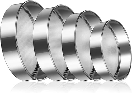 Strainer Round Stainless Steel Sieve High Precision Strainer Filters Skim Spoon(5 Mesh 4mm Hole,18cm)