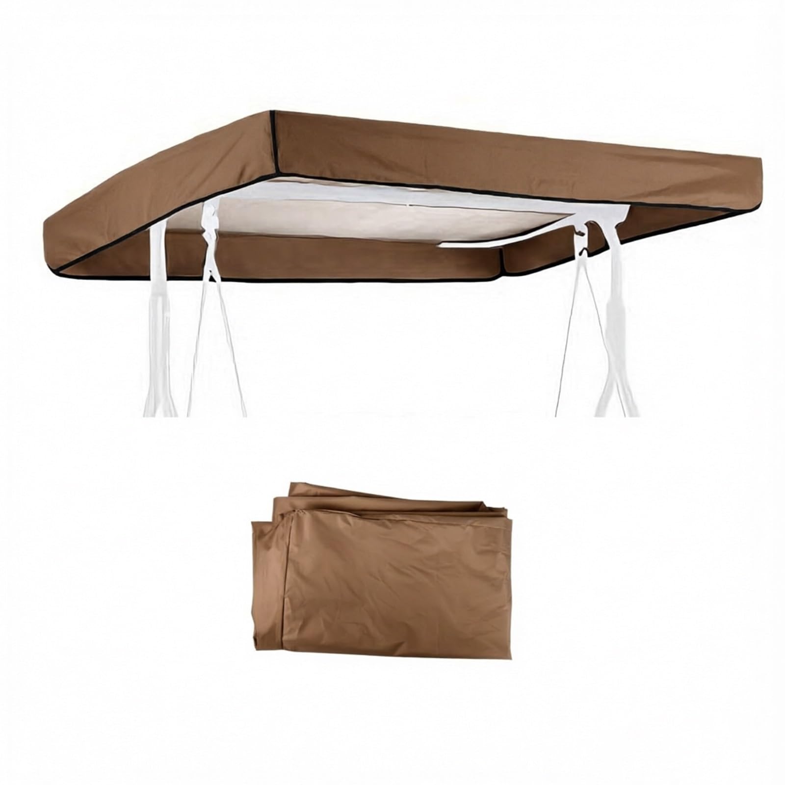 BiSaXieTa Canopy Replacement for Porch 2-3 Seater Swing Sunshade, Patio Swing Waterproof Canopy Replacement, for Outdoor Backyard Patio Garden(Brown,77x49in)