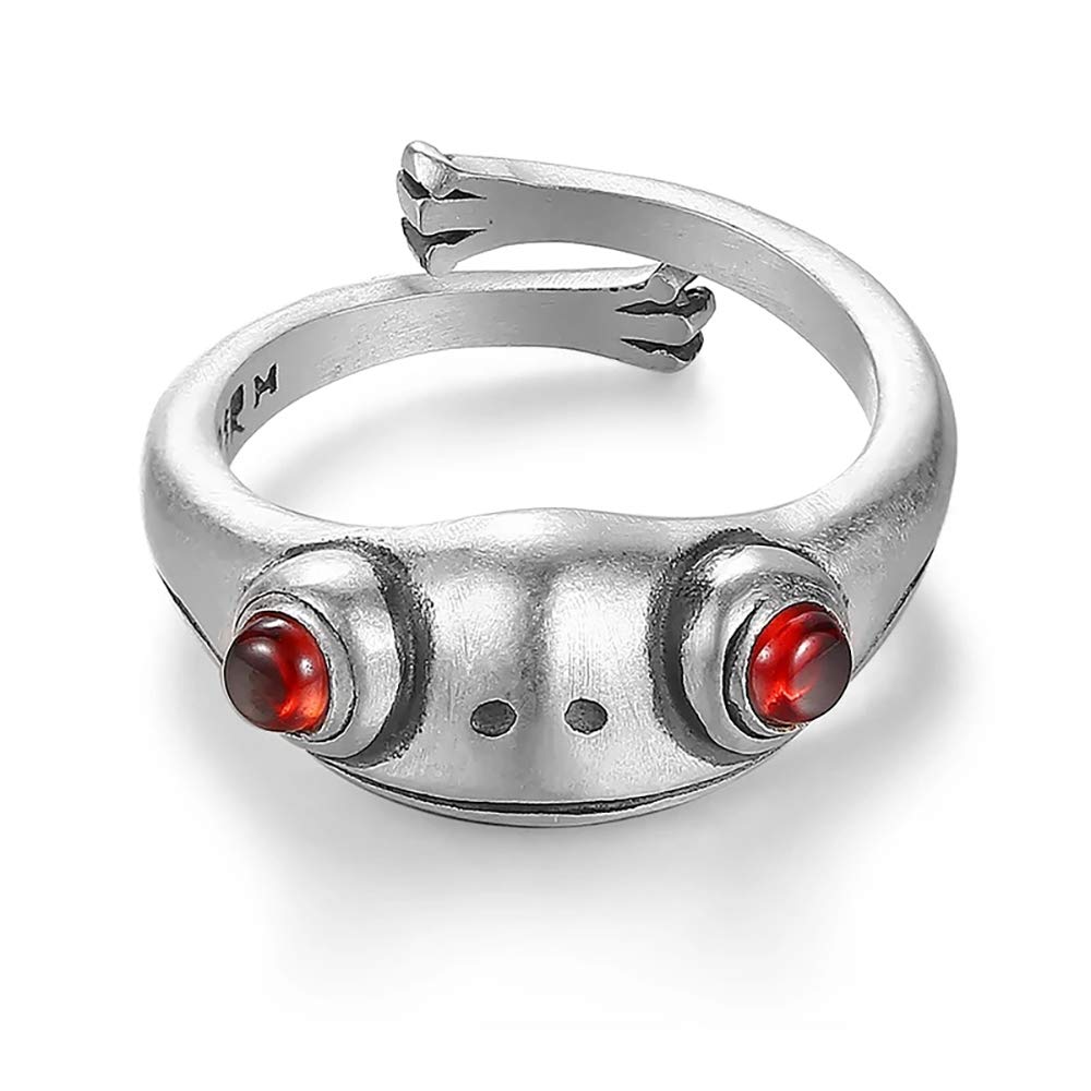 LEOBELLA Frog Ring,Real .925 Sterling Silver Frog Rings,Smile Face Frog Open Rings for Women Girls Vintage Cute Animal Party Wedding Jewelry Gifts