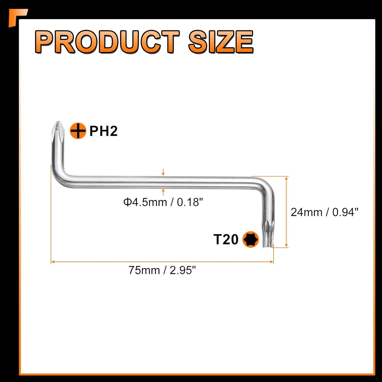 HARFINGTON Offset Screwdriver PH2/T20 Phillips Torx Head Right Angle 90 Degree Screw Driver Double Ended Z-type Hand Tool for Home Appliance Repair