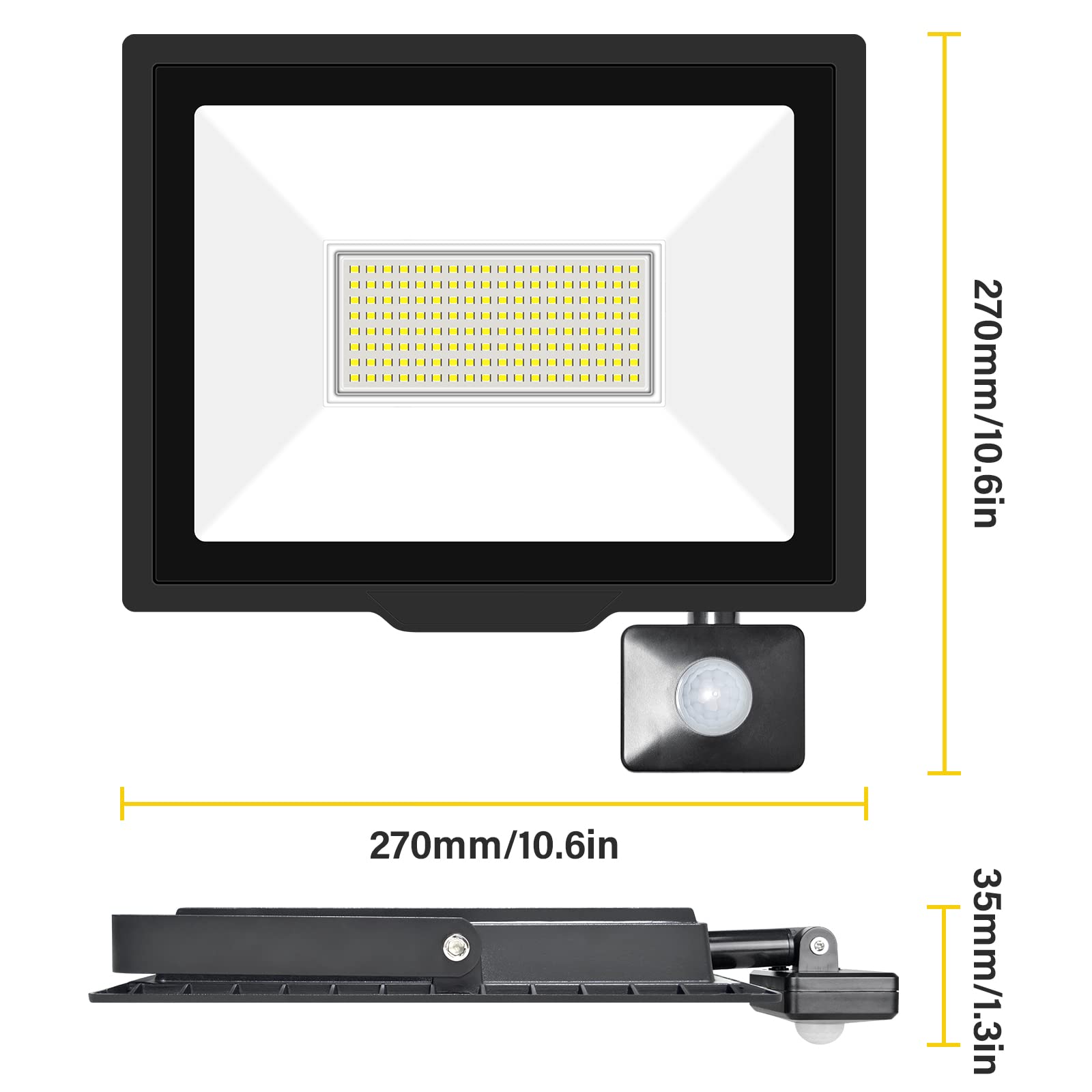 RIGIDON 2 Pcs PIR Motion Sensor Outdoor Security Light, 100W 10000 Lumens Outside Led Floodlight - Image 2