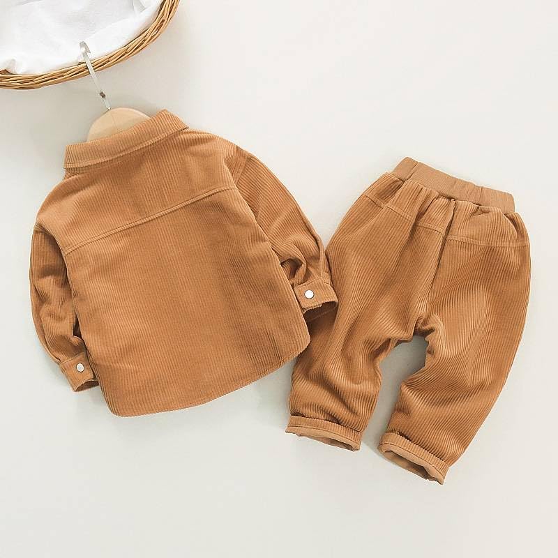Baby Boys Corduroy Material Fashion Clothes Sets Long Sleeved Jacket+Long Pants Casual 2pcs Clothing Suit3