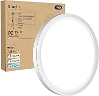 Slochi 7.5 Inch Ultra Thin Flush Mount LED Ceiling Light - 3CCT 3000K-6500K, 15W 1600LM 100W Equivalent for Bedroom Kitchen Bathroom