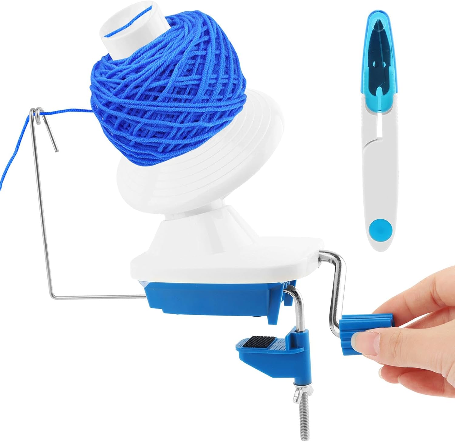 Yarn Winder, Yarn Ball Winder, Hand Operated Winding Wool Winder Machine, Yarn Wool String Ball Cake Winder, Ball Winder for Yarn Tabletop Clamp, Yarn Cake Winder(Color:White)