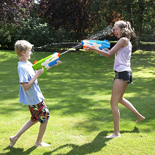 Delycazy Wasserpistole für Kinder, 2 Stücke Wasserpistole mit 10 Meter Großer Reichweite Super Wasser Soaker Spritzpistole 650ML Wasserspritzpistole Schwimmbad Strand Outdoor Spielzeug für Erwachsene