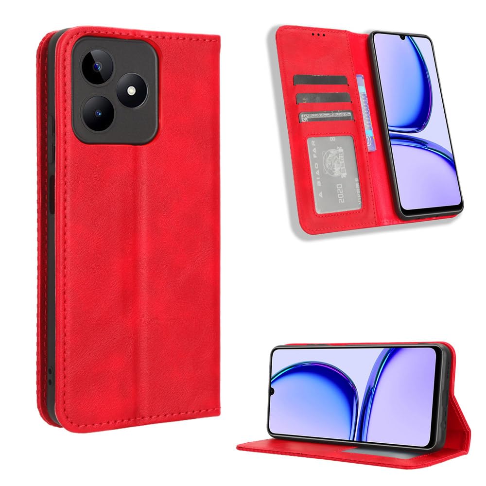 HAOYE Cover per Realme C51 / Realme Note 50 a Portafoglio, Libro Custodia Magnetica Flip Case con Supporto di Stand/Carte Slot, Pelle PU/TPU