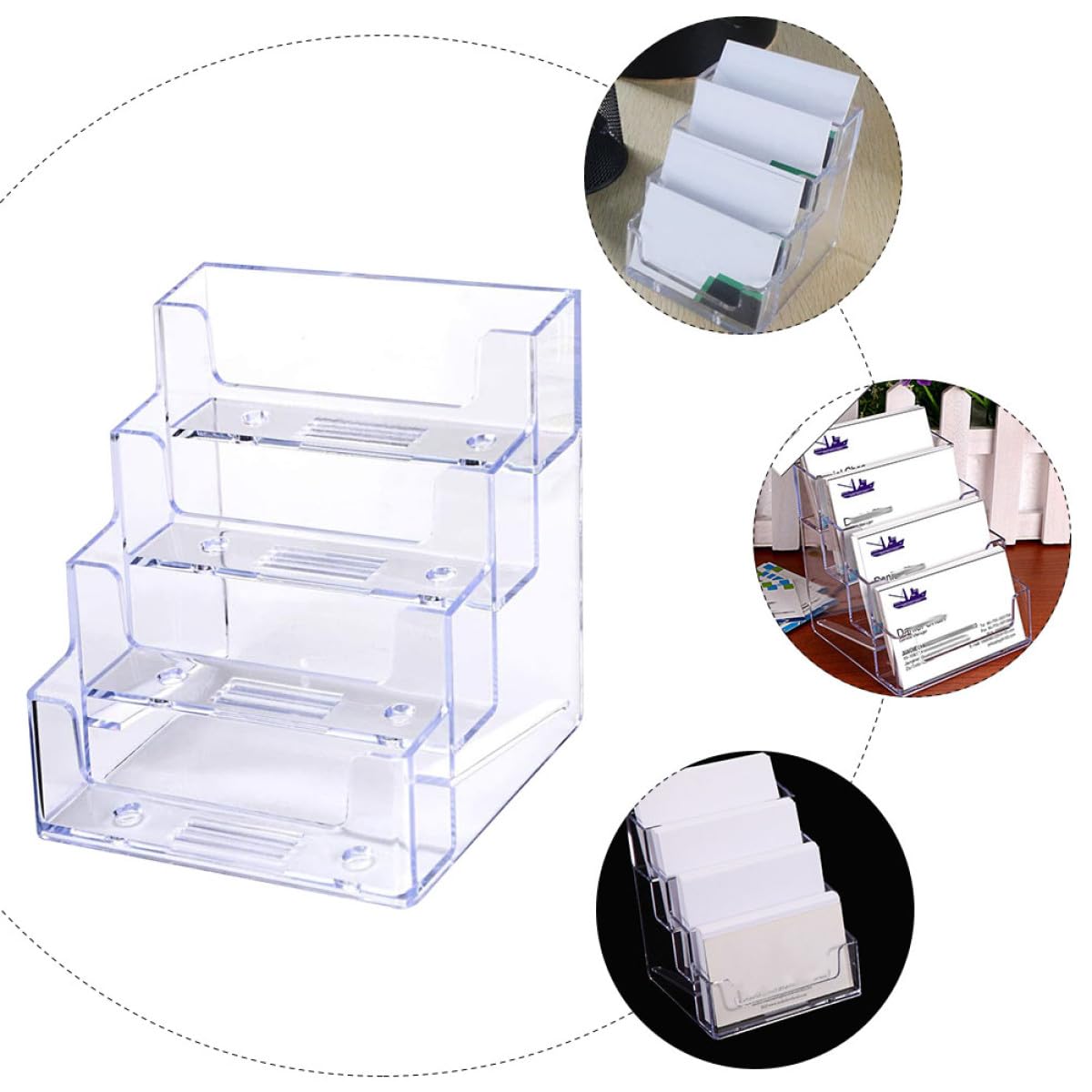 NUOBESTY 3 Pz espositore casse scrivania portacarte portatessera contenitore aziendale titolare di attività desktop credito porta carte Custodia per biglietti da visita plastica Transparent