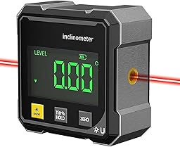 Digital Angle Finder with Electronic Laser, 4-Side Magnetic Angle Gauge, Cube Inclinometer, Table Saw Miter Protractor, Woodworking Measuring Tool, Level Box for Hanging