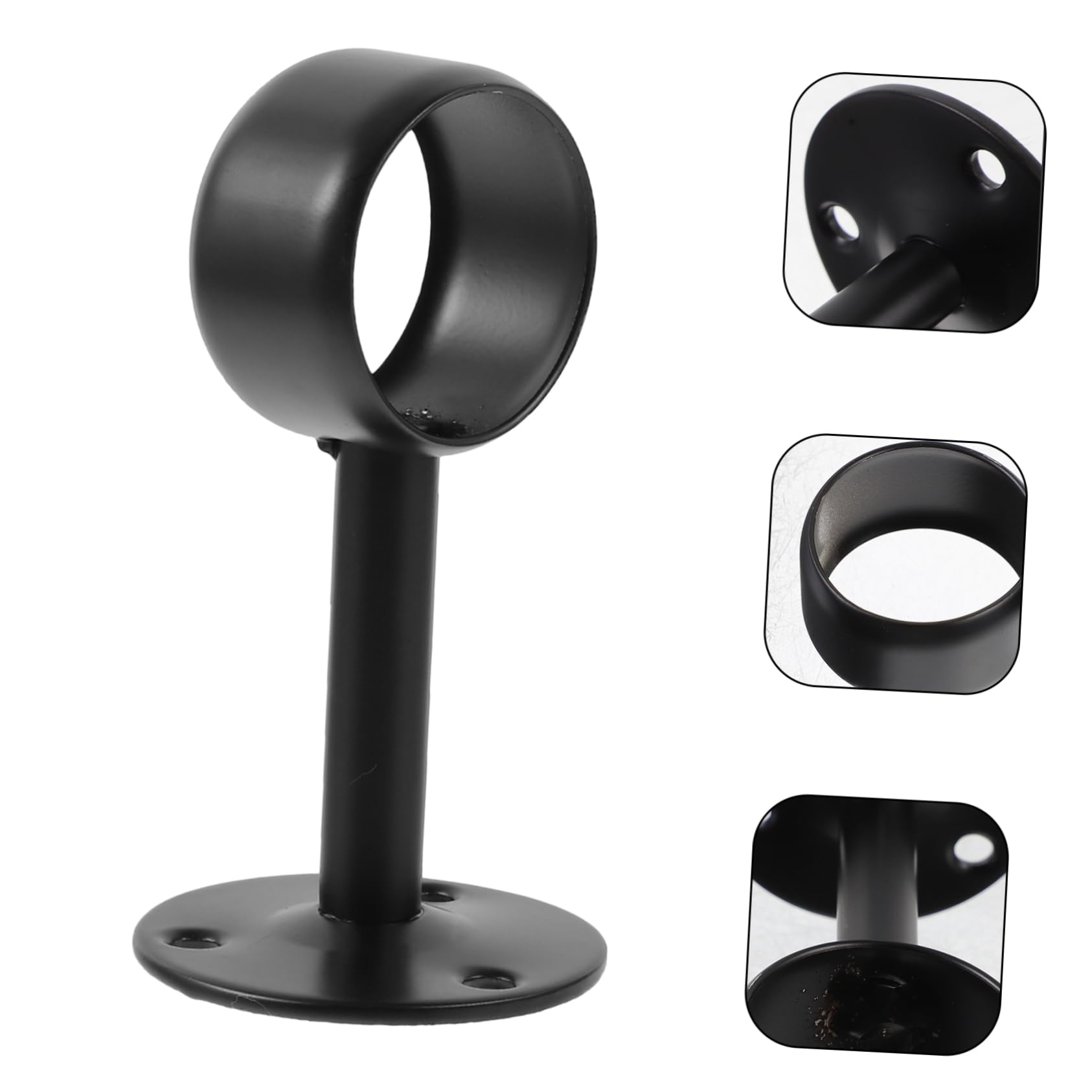 ULTECHNOVO 3 Ensembles Porte-Poteau De Placard Support Porte-Canne À Bride Cintres De Tringle À Rideau Accessoire De Salle De Bain Acier Inoxydable Black 4 Pièces * 3