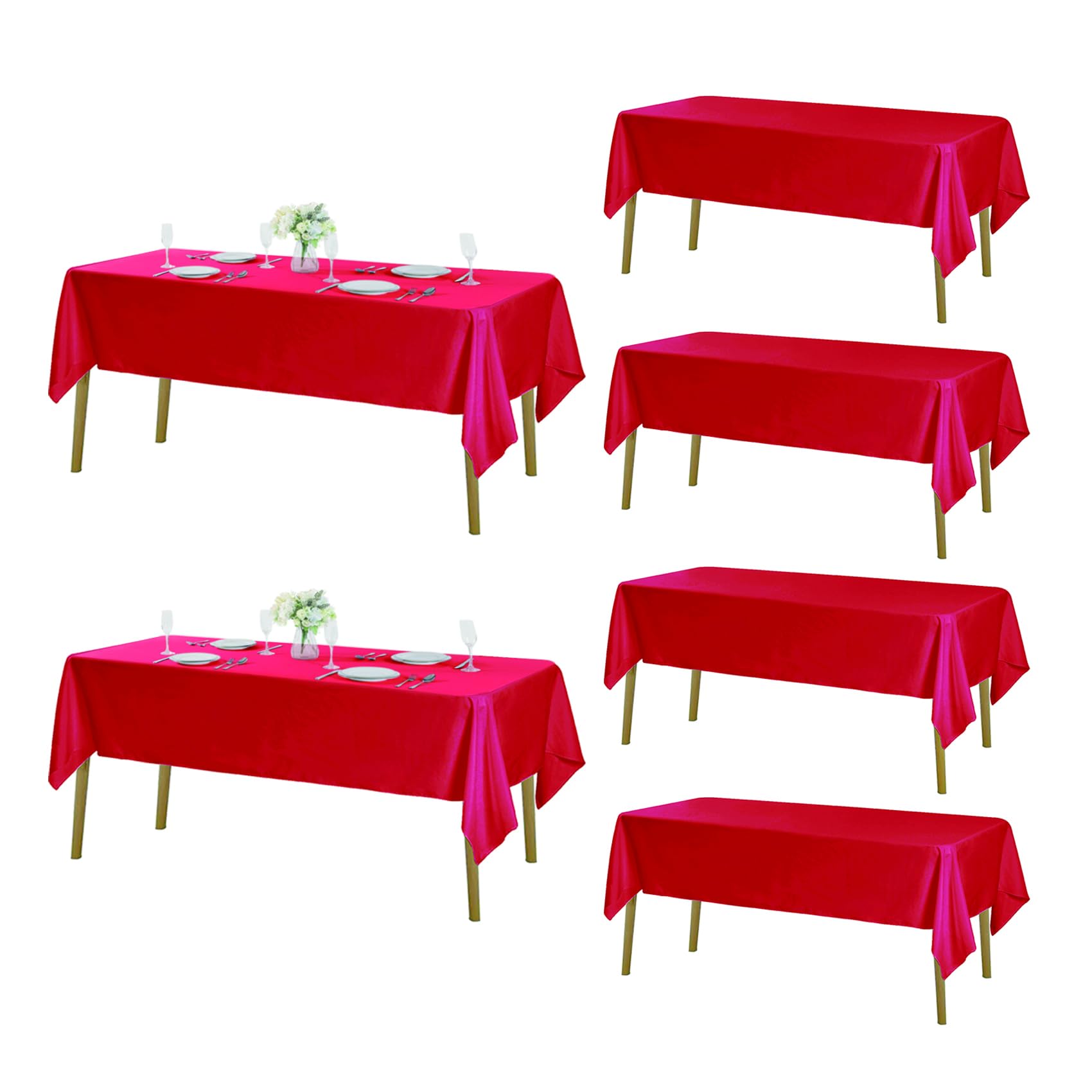 Fokitut 6 Pack Rectangle Tablecloth, 60x120 Inch, Stain Resistant and Wrinkle Polyester Table Cloth, Fabric Table Cover for Kitchen Dining, Wedding,