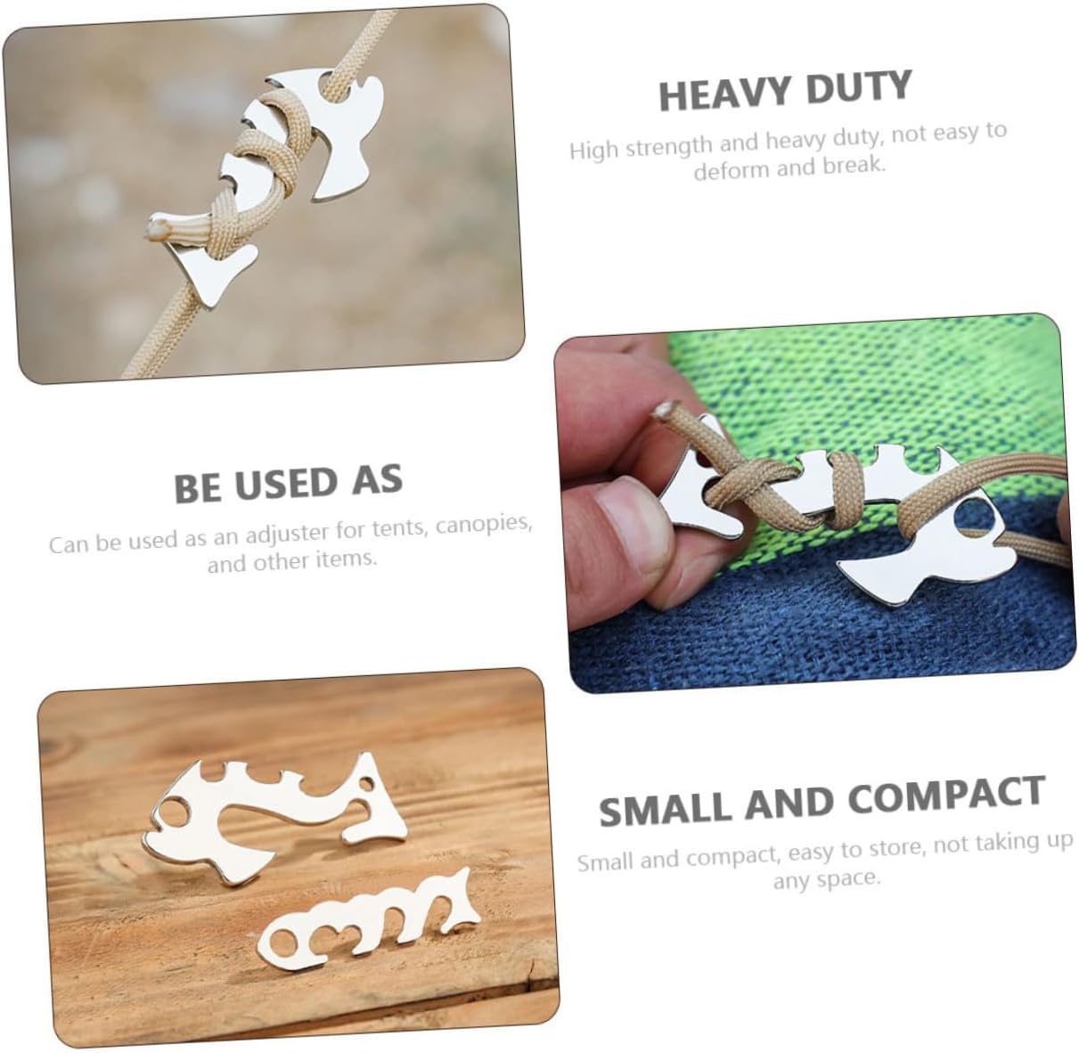 4Pcs Stainless Steel Rope Tightener Outdoor Tent Cord Adjusters Portable Wind Stopper Lightweight Camping Hiking Backpacking Accessories