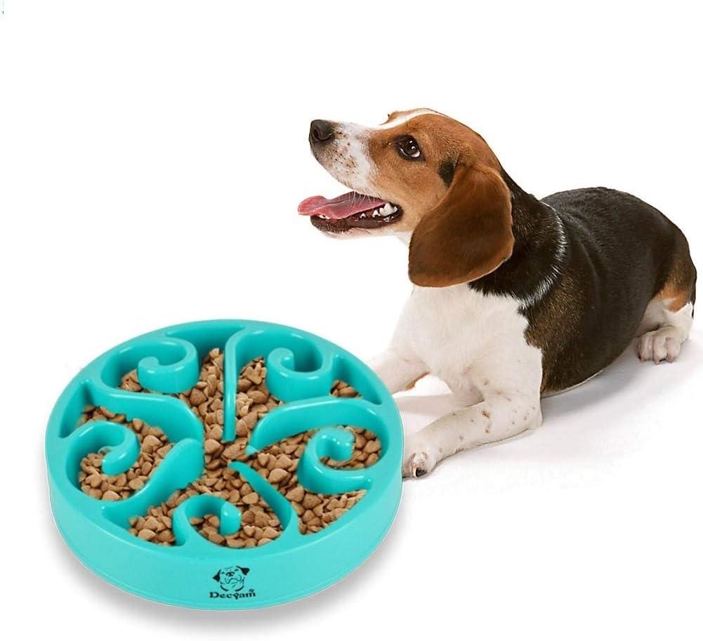 Decyam Pet Fun Feeder Dog Bowl Slow Feeder, Slow Eating Dog Bowl Interactive Bloat Stop Dog Bowl, Eco-Friendly Non Toxic Slow Feed Dog Bowl for Medium Small Dogs