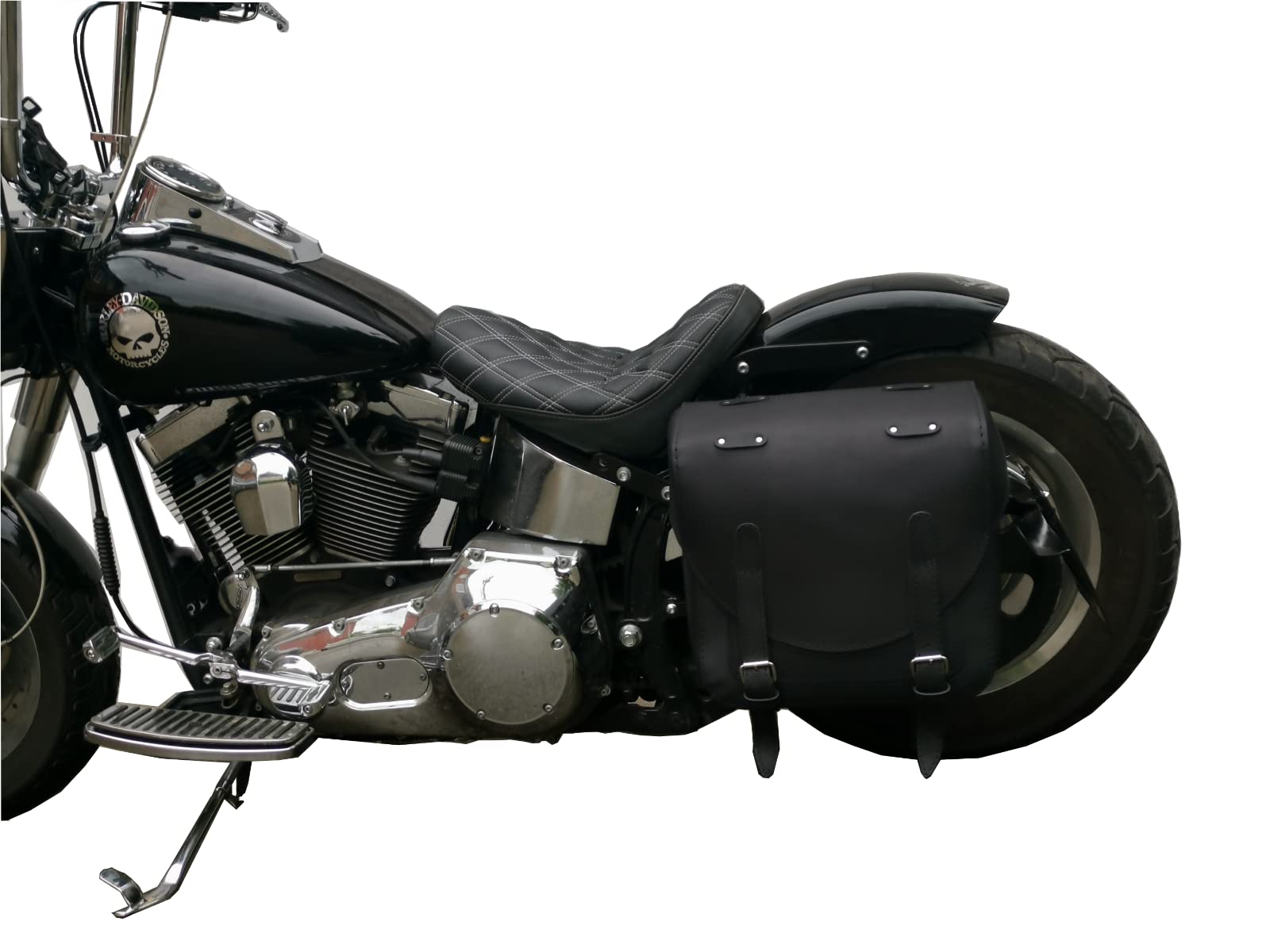 Portabottiglie A Forma Di Teschio Per Harley Davidson - In Vera Pelle, Per Fat Boy E Altri Modelli - Foto 5