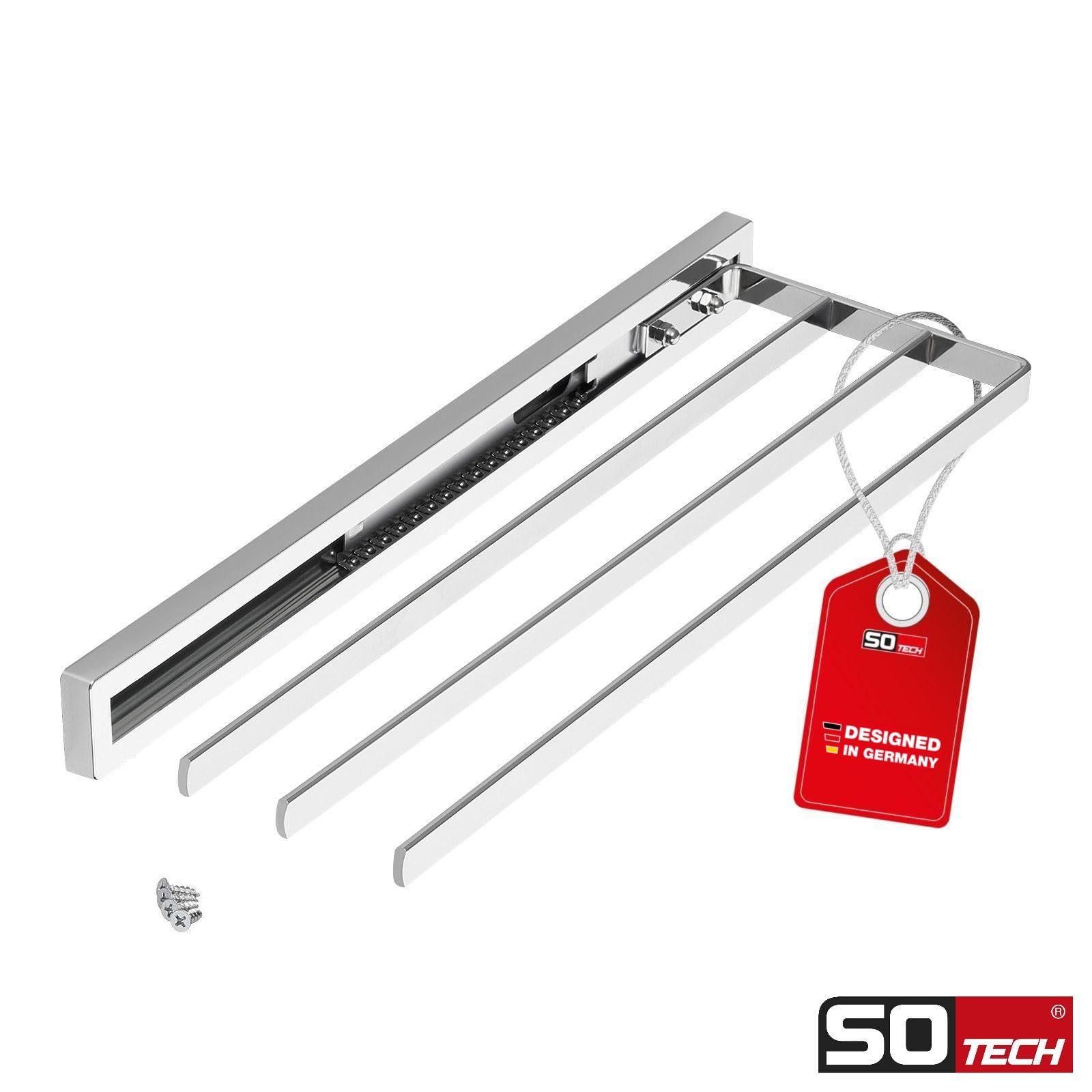 SOTECH Porte-Serviettes Elegance chromé 3 Bras 415 mm insérés, rallonge 715 mm Porte-Serviettes