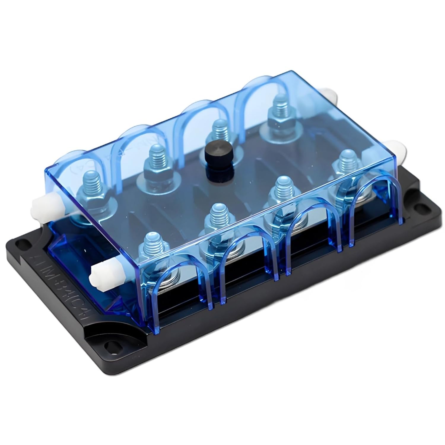 4-Way Fuse Holder for Cars, Includes Protective Cover, Plastic and Metal Construction, Compact and Space-Saving
