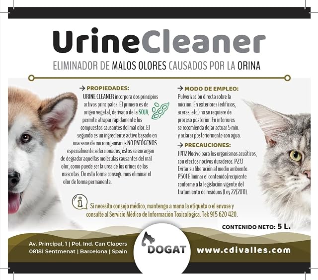 Foto 2 de 3 de DOGAT Urine Cleaner Eliminador de Malos olores causados por la orina. Botella 5 Lt