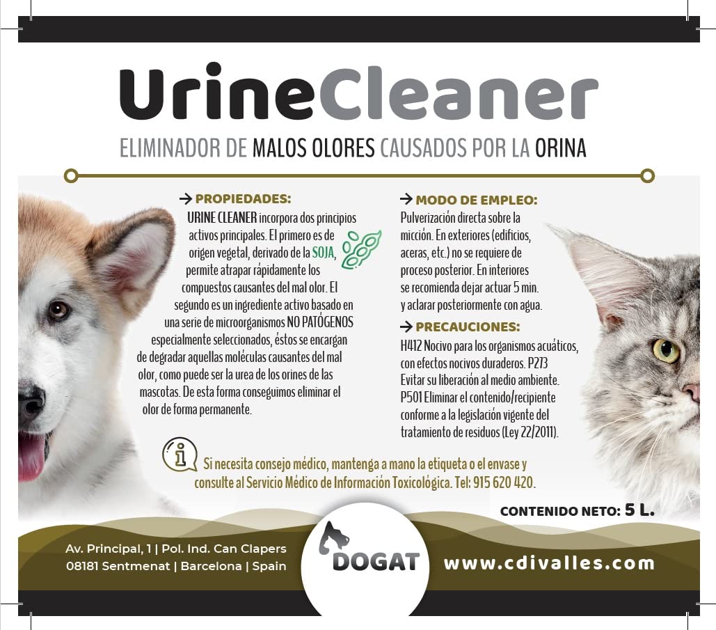 Urine Cleaner Eliminador de Malos olores causados por la orina. Botella 5 Lt