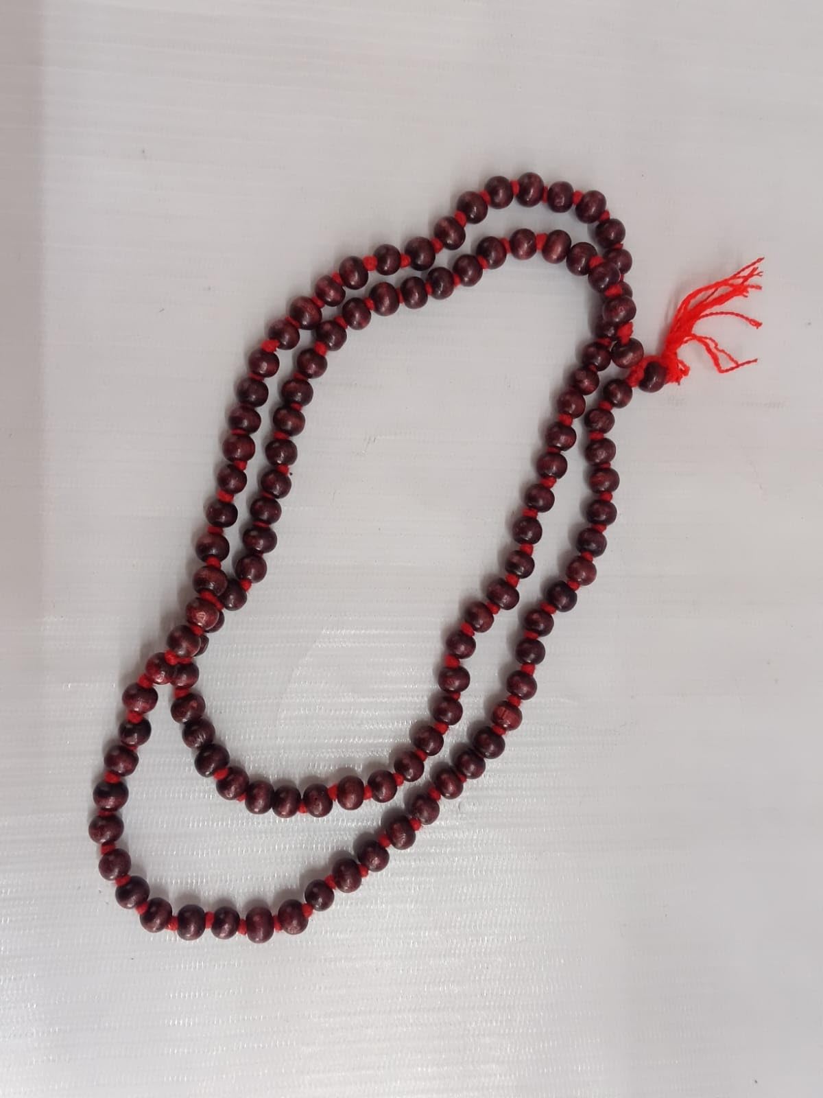 Mala da preghiera in legno di sandalo rosso 108 perline Lal Chandan Metallo Abalone
