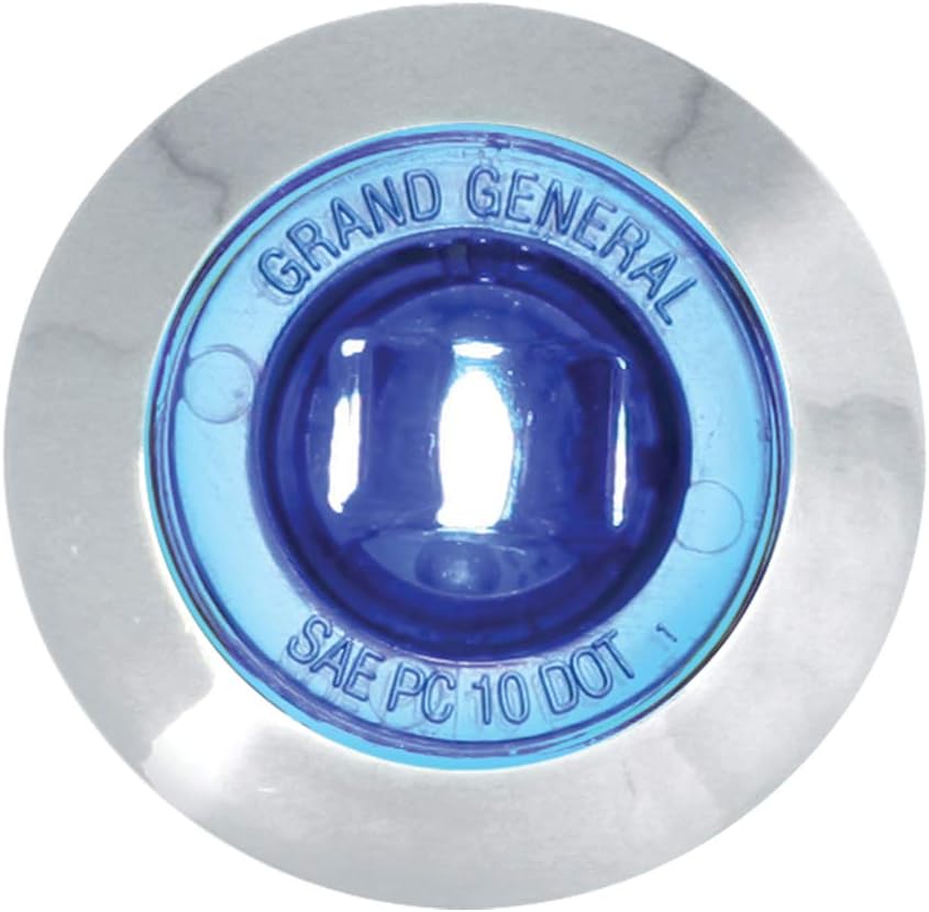 Grand General 75225 Light (1-1/4" Blue/Blue 1LED Int. with Bezel and Nut, 3 Wires), 1 Pack