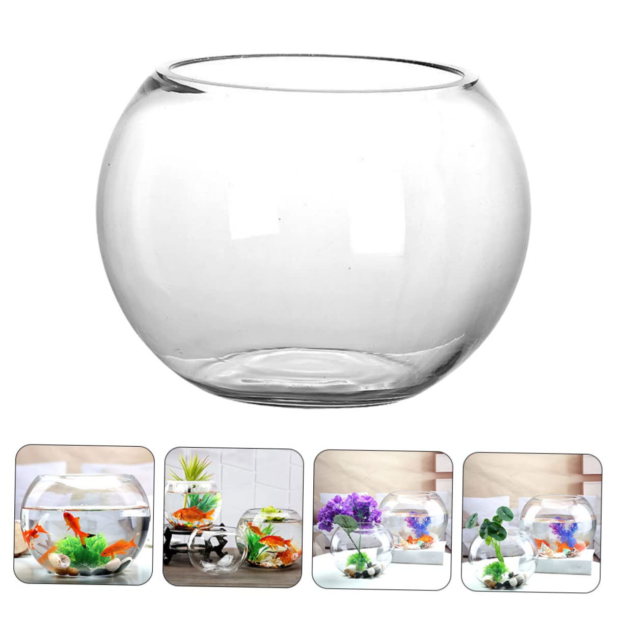 Jarrones redondos para centros de mesa para acuario, jarrón de flores de cristal, jarrones transparentes, jarrón ancho de flores, recipiente para estación de cultivo, velas flotantes, pecera