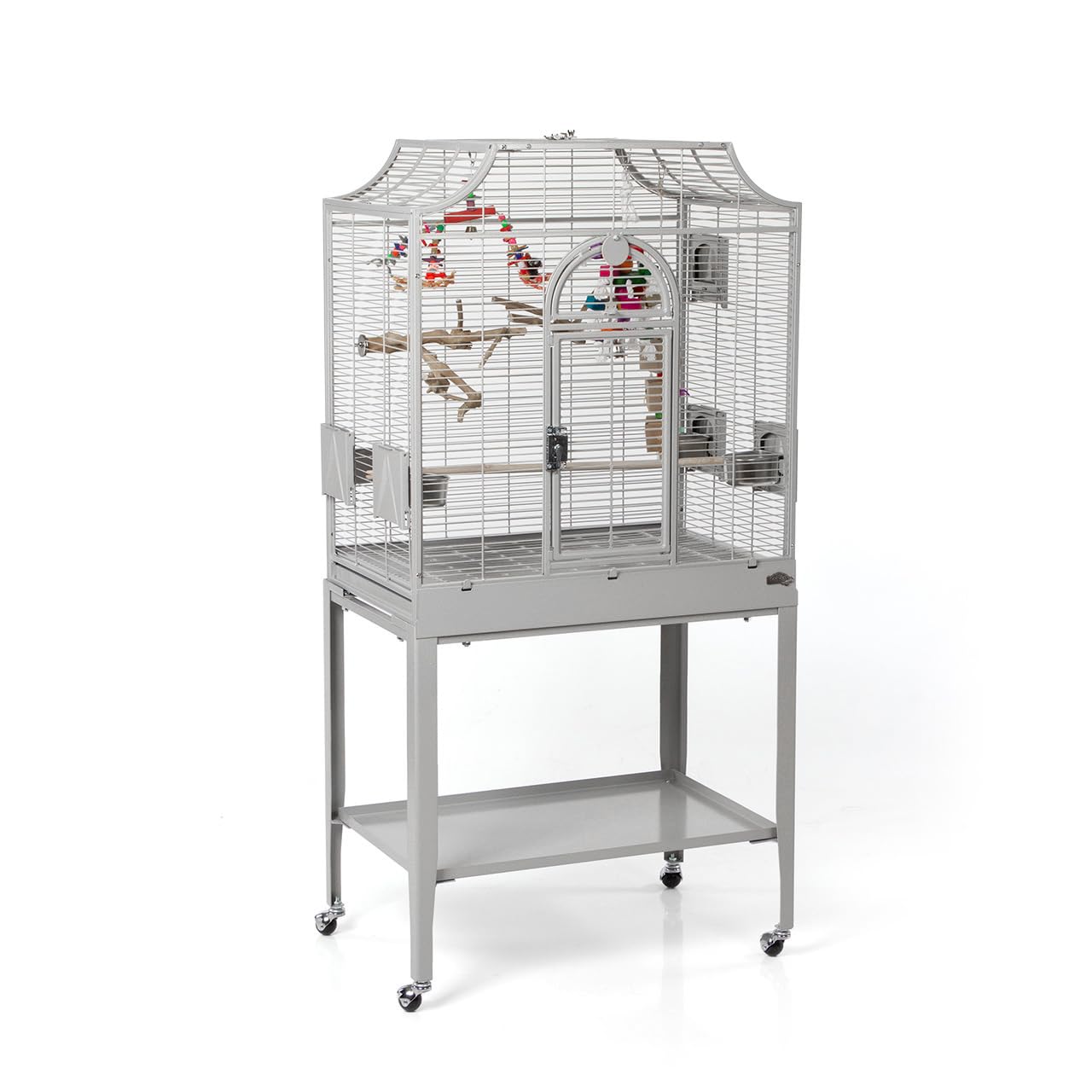 Montana Cages | Premium Vogelkäfig Madeira I Vogelkäfig für Sittiche, inkl. Anflugklappe, Freisitz, 4 Edelstahlnäpfe, AVILON Pulverbeschichtet, Platinum Edition, ca. 69 x 45 x 141cm