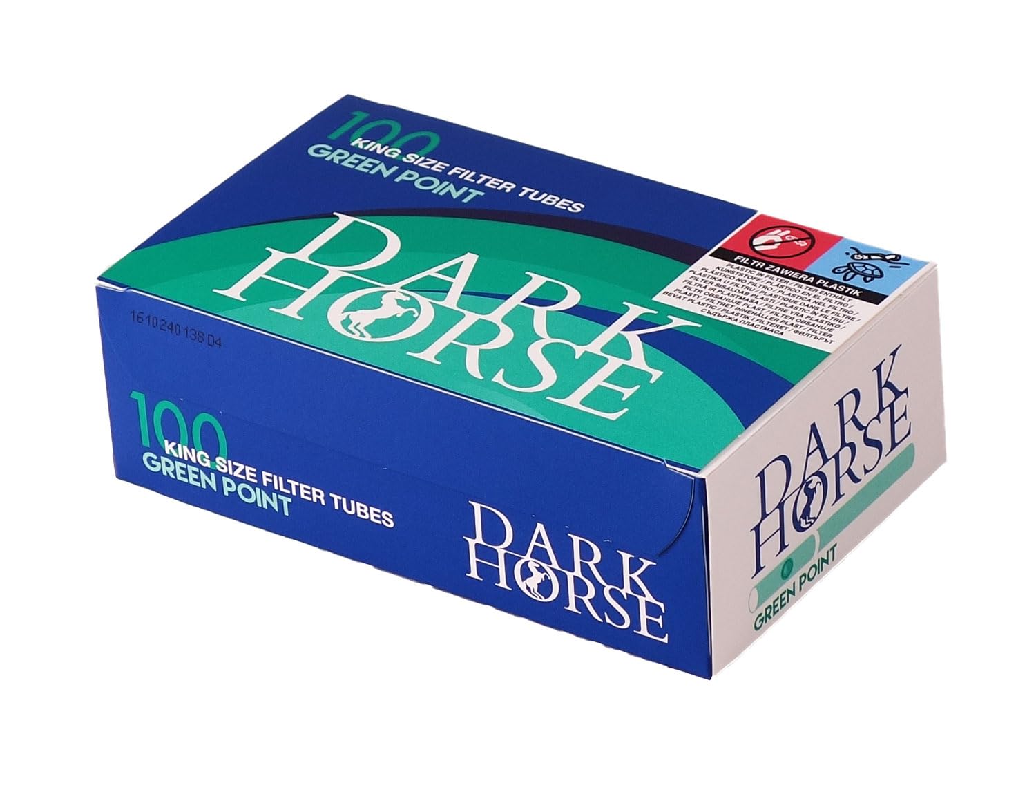 Dark Horse Green Point Filterhülsen mit Menthol-Kapsel, 100 Zigarettenhülsen pro Box, 25 Boxen (2500 Hülsen), Pflanzlich, ROLLING_PAPER, Zigarettenpapier