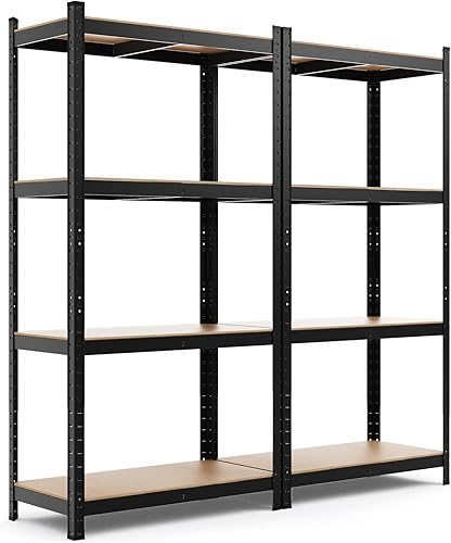 ERGOMASTER Estantes de almacenamiento de metal para garaje, 4 estantes, ajustable, resistente, sin tornillos, organizador para el hogar, oficina,