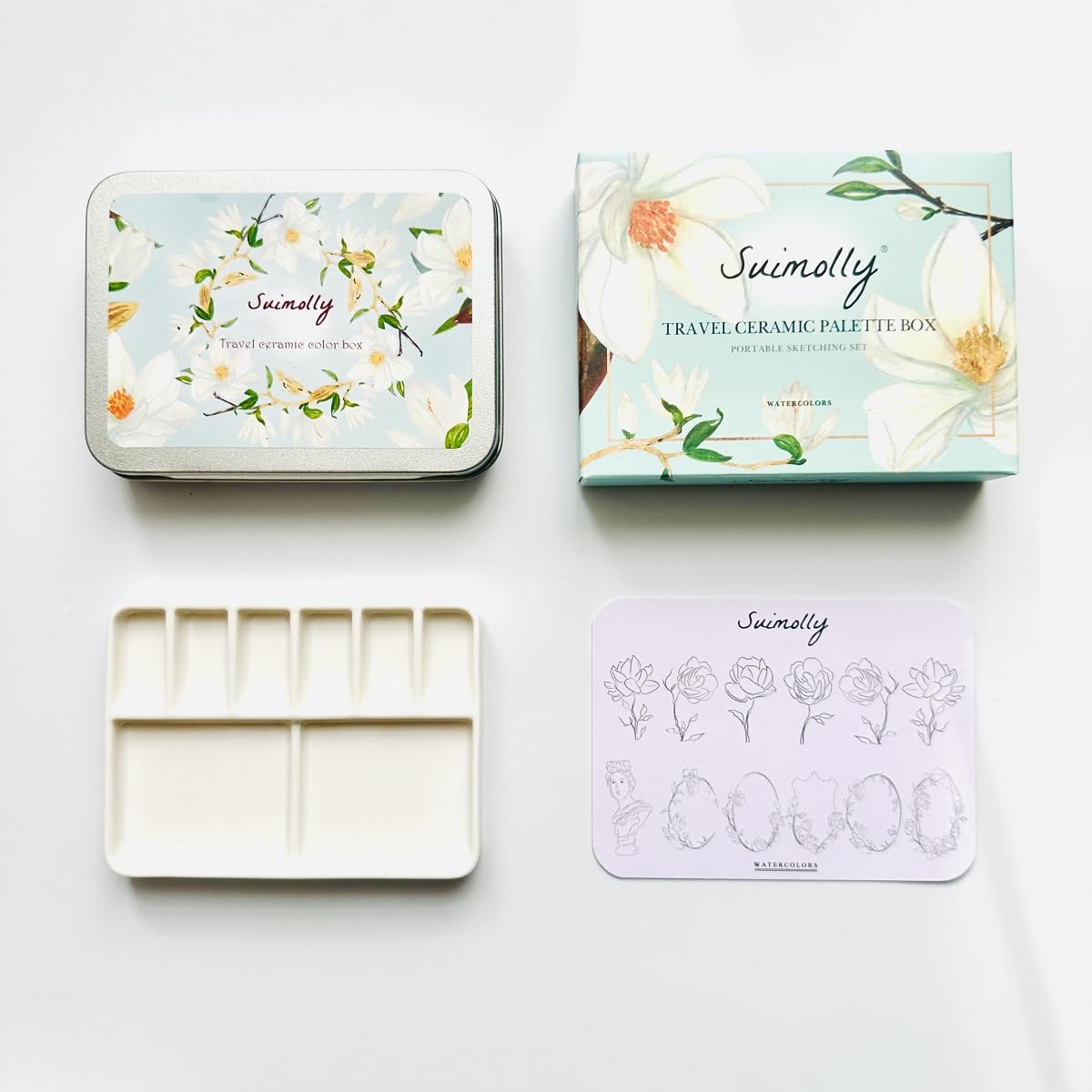 Suimolly Watercolor Palette,Travel Watercolor Palette,for Artists Illustrations, Drawing (Empty Box) (8well)
