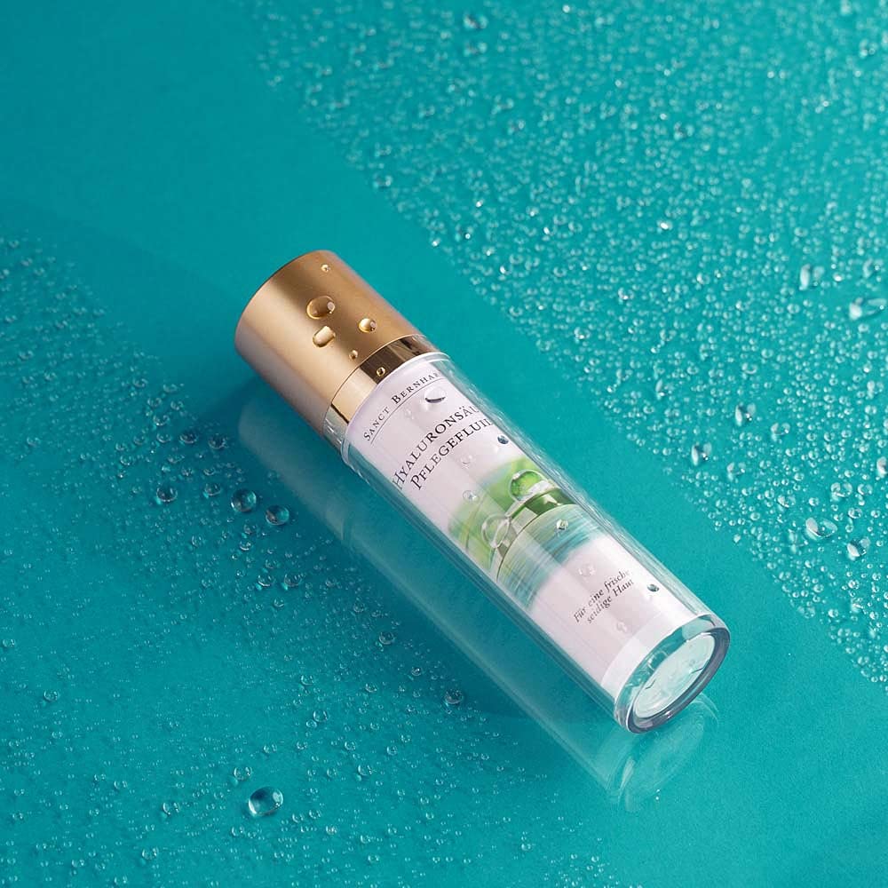 Sanct Bernhard Hyaluronsäure-Pflegefluid für Gesicht, Hals und Dekolleté, mit Sheabutter, Mandelöl, Jojobaöl 50 ml