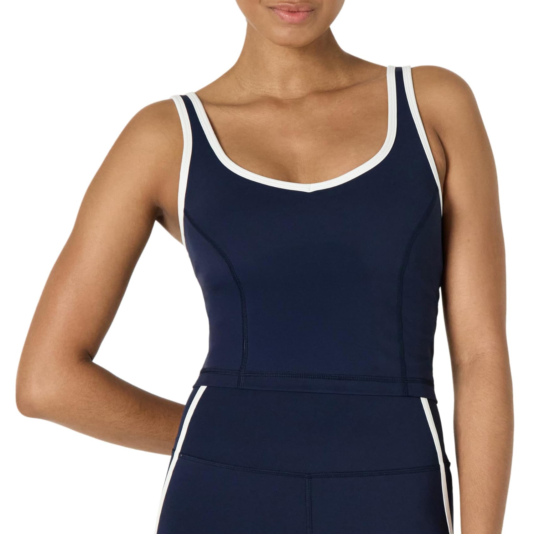 Amazon Essentials Mujer Top Corto de Tirantes Deportivo de Tejido FormFlex Ultrasuave con Soporte Ligero, Sujetador y Ribete en Contraste
