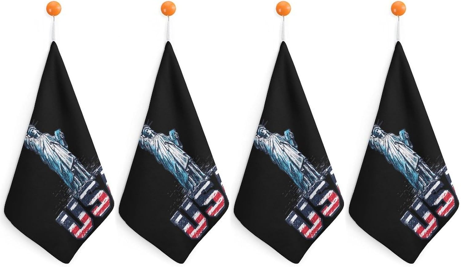 USA New York City Microfiber Hand Towels for Bathroom Soft Absorbent Bath Kitchen Towel with Hanging Loop 4PCS