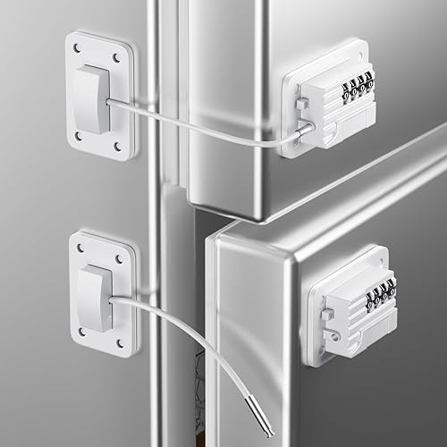 Vista 48 de Paquete de 2 cerraduras para refrigerador, cerradura para refrigerador con protección de alambre de silicona, cerraduras para nevera para niños