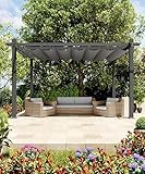 GarveeLife 10x13 ft Aluminum Pergola, Outdoor Metal Pergola with Adjustable Canopy, Reinforced Frame Outdoor Shelter for Backyard, Garden and Deck - Gray