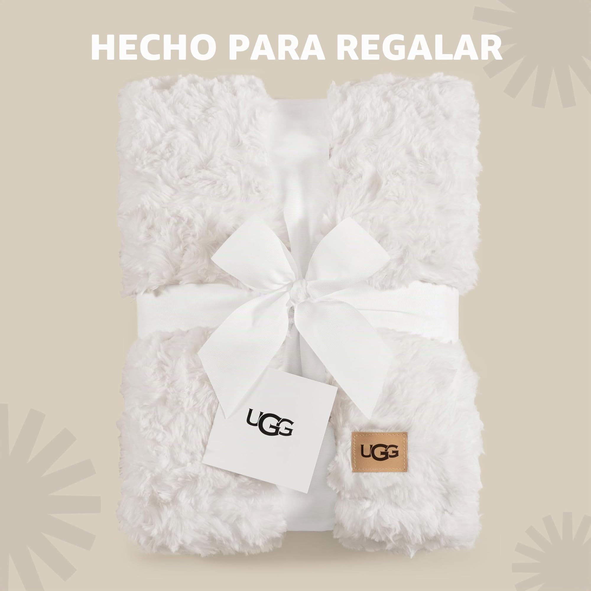 UGG Adalee 10483 - Manta Reversible de Piel sintética Suave, Lujosa, acogedora, esponjosa, mullida, Estilo Hotel, decoración del hogar, Suave, Lujosa y cómoda para sofá, 70 x 50 Pulgadas, Natural