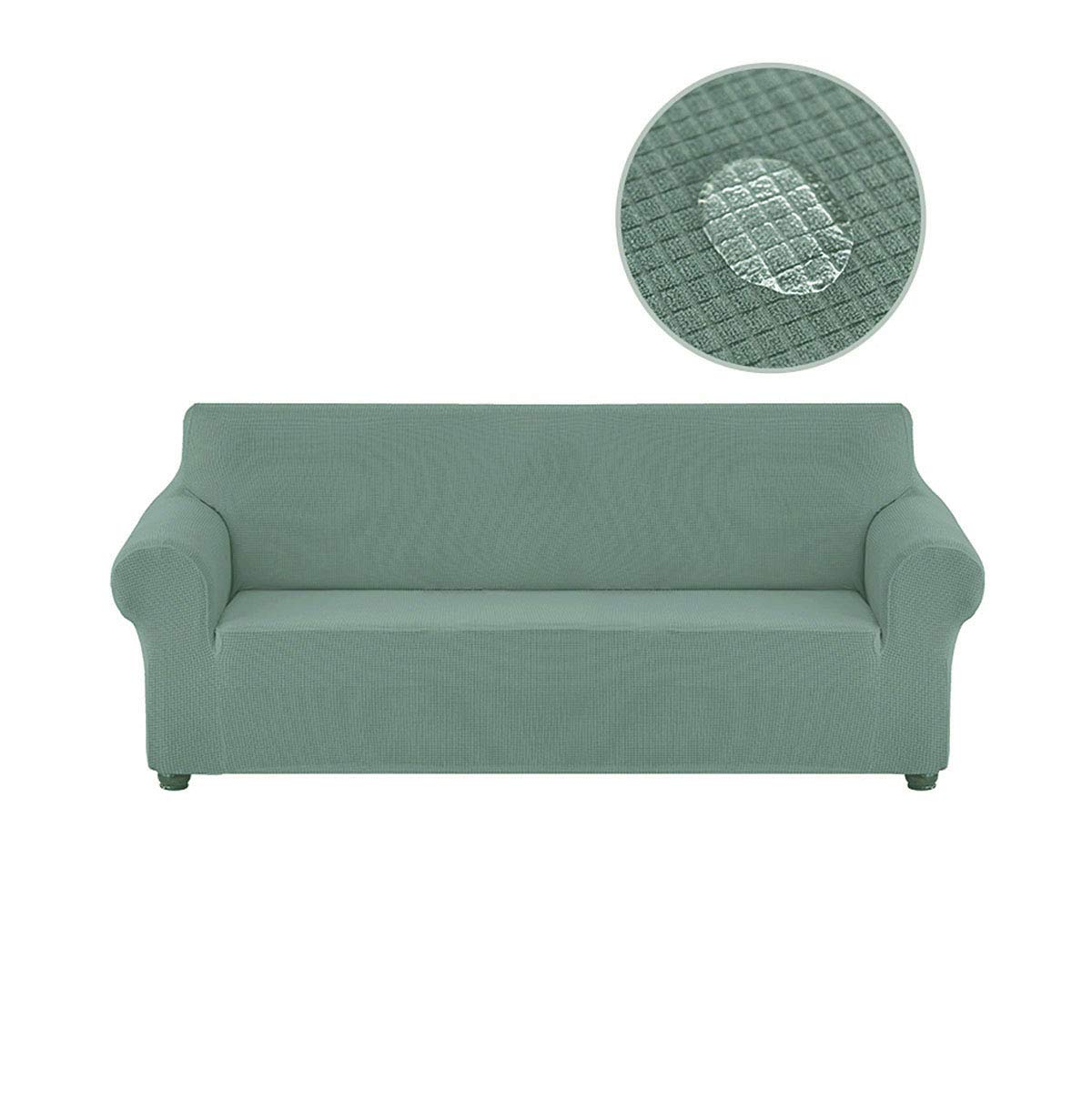 Moonmen Universal Stretch Sofa Cover,Anti-Slip Sofa Cover for Living Room Jacquard Knitted with Lycra Sofa Slipcover Soft Fabric Furniture Protector (Green, M(145-185cm))