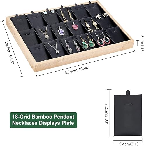 Miniatura 5 de PH PandaHall Bandejas organizadoras de joyas, 18 rejillas, colgantes, aretes, collar, escaparate, escaparate, con piel sintética, apilable, bandeja